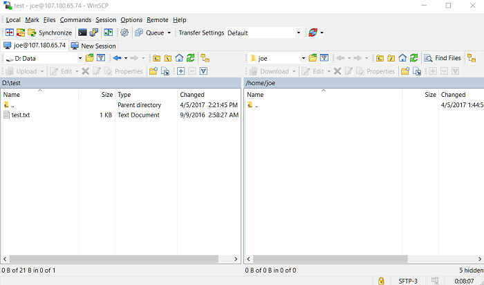 winscp linux connect to different drive